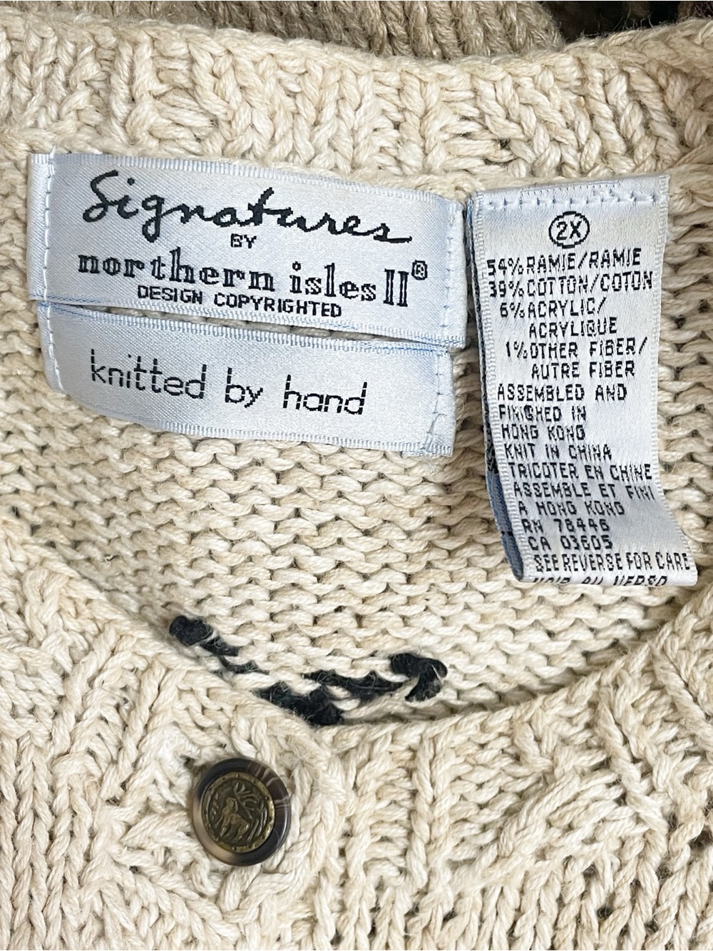 Vintage Northern Isles Hand Knit Cardigan 2X Woodland Deer Owl Novelty Sweater - Picture 13 of 16